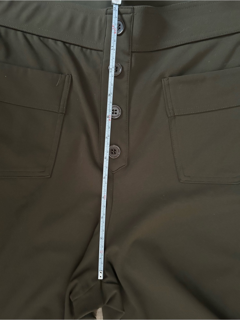 HALARA Wide Leg Olive Green Faux Button-Front Pants NWOT - Picture 7 of 10